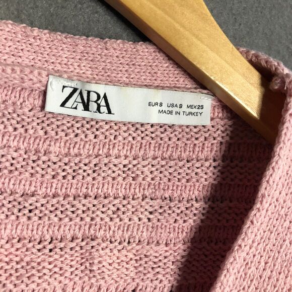 zara structured knit jacket small s m pink ruffled knitted ruffled to - Picture 3 of 11